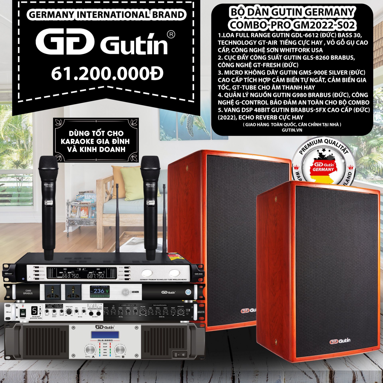 Bộ Dàn Karaoke GUTIN GERMANY COMPO-PRO GP2022-S02